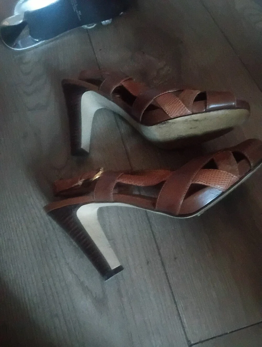 Gianni Bini Brown Peep-Toe Slingback Wedge Sandals